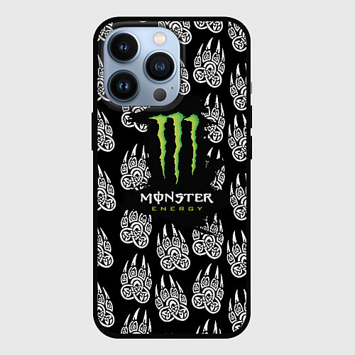 Чехол iPhone 13 Pro Monster energy медвежьи лапы / 3D-Черный – фото 1