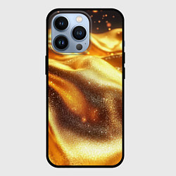 Чехол для iPhone 13 Pro Золотая текстура волнистая, цвет: 3D-черный