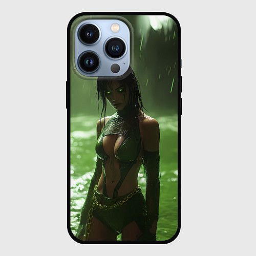 Чехол iPhone 13 Pro Джейд мортал комбат / 3D-Черный – фото 1