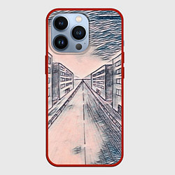 Чехол для iPhone 13 Pro Сумрачный город, цвет: 3D-красный