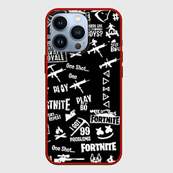Чехол для iPhone 13 Pro Черно белые логотипы игр, цвет: 3D-красный