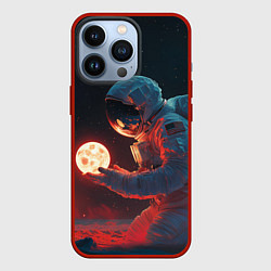 Чехол для iPhone 13 Pro Космонавт на Марсе держит маленькую планету, цвет: 3D-красный