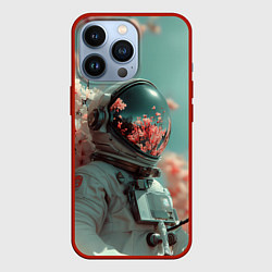 Чехол для iPhone 13 Pro Весенний космонавт, цвет: 3D-красный