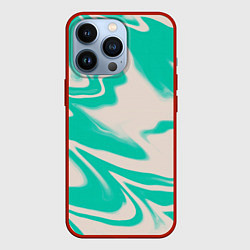 Чехол для iPhone 13 Pro Color white turquoise, цвет: 3D-красный