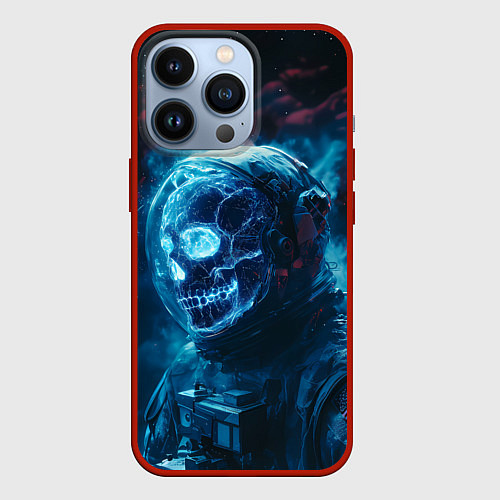 Чехол iPhone 13 Pro Скелет американского космонавта / 3D-Красный – фото 1