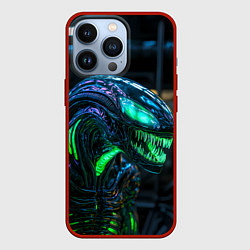 Чехол для iPhone 13 Pro Чужой с зеленым неоном, цвет: 3D-красный