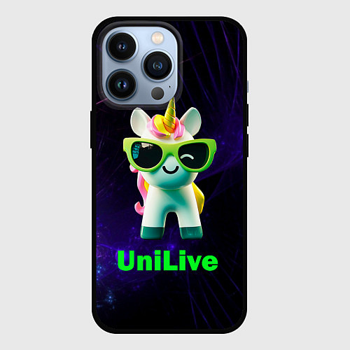 Чехол iPhone 13 Pro Единорог Unilive / 3D-Черный – фото 1