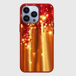 Чехол для iPhone 13 Pro Красно-золотая волнистая текстура, цвет: 3D-красный