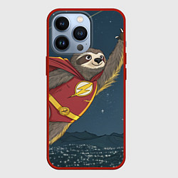 Чехол для iPhone 13 Pro Ленивец-супергерой, цвет: 3D-красный