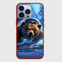 Чехол для iPhone 13 Pro Злой русский медведь иллюстрация, цвет: 3D-красный