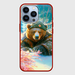 Чехол iPhone 13 Pro Русский медведь военный в лесу