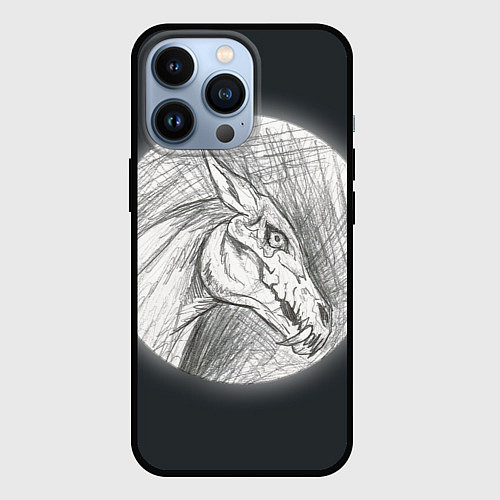 Чехол iPhone 13 Pro Черепа лошадей - эскиз / 3D-Черный – фото 1