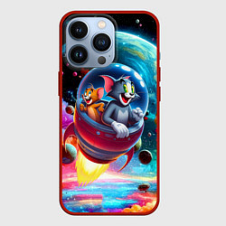 Чехол для iPhone 13 Pro Том и Джерри летят в ракете - нейроарт, цвет: 3D-красный