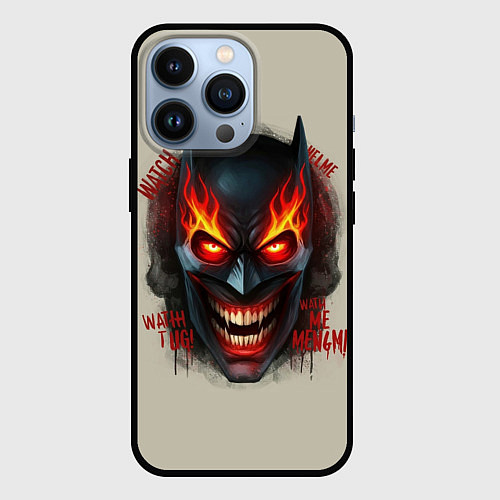 Чехол iPhone 13 Pro Огенный Бэтмент / 3D-Черный – фото 1