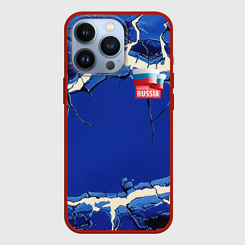 Чехол iPhone 13 Pro Russia blue abstract / 3D-Красный – фото 1