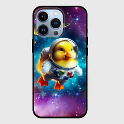 Чехол для iPhone 13 Pro Прикольный утёнок бравый космонавт - нейроарт, цвет: 3D-черный
