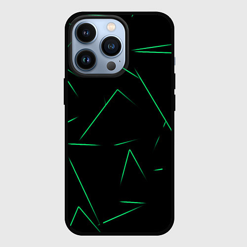 Чехол iPhone 13 Pro Color light green line / 3D-Черный – фото 1