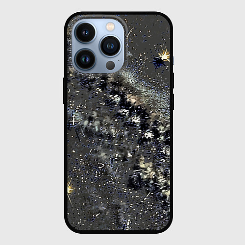 Чехол iPhone 13 Pro Тёмный серый абстракция звёзды / 3D-Черный – фото 1
