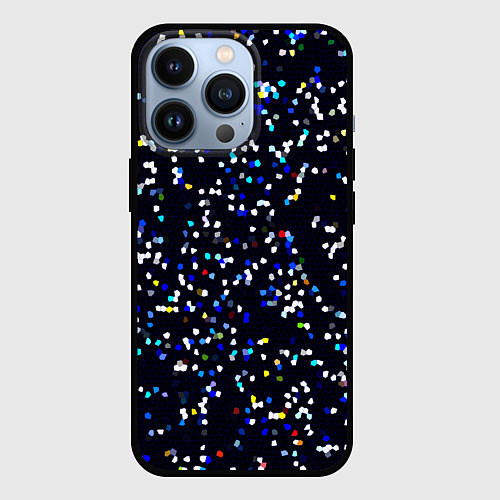 Чехол iPhone 13 Pro Чёрно-синий мозаика паттерн / 3D-Черный – фото 1