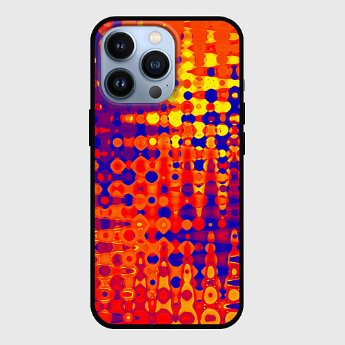 Чехол iPhone 13 Pro Пламенный сочный оранжево-синий / 3D-Черный – фото 1