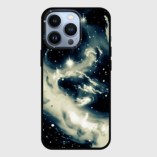 Чехол iPhone 13 Pro Космический абстрактный чёрно-синий / 3D-Черный – фото 1