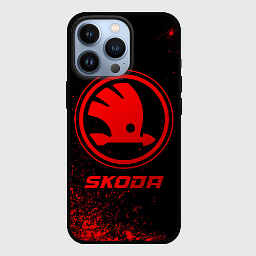 Чехол iPhone 13 Pro Skoda - red gradient / 3D-Черный – фото 1