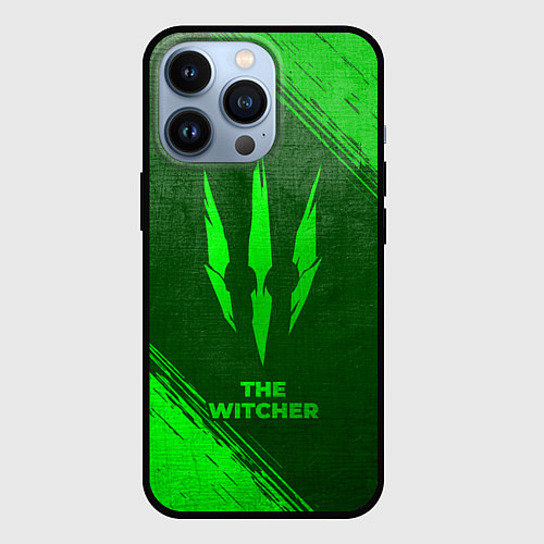 Чехол iPhone 13 Pro The Witcher - green gradient / 3D-Черный – фото 1