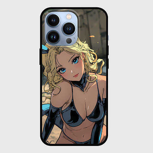 Чехол iPhone 13 Pro Блондинка в костюме кошечки / 3D-Черный – фото 1