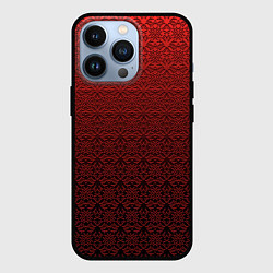 Чехол для iPhone 13 Pro Тёмно-красный цветочный орнамент градиент, цвет: 3D-черный