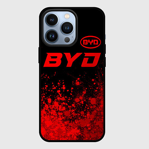 Чехол iPhone 13 Pro BYD - red gradient посередине / 3D-Черный – фото 1