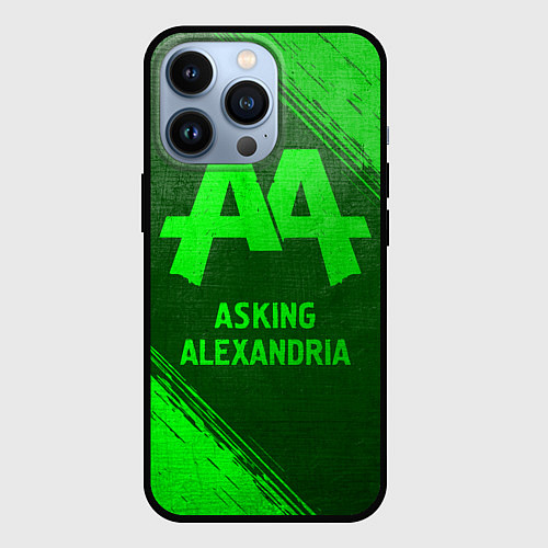 Чехол iPhone 13 Pro Asking Alexandria - green gradient / 3D-Черный – фото 1