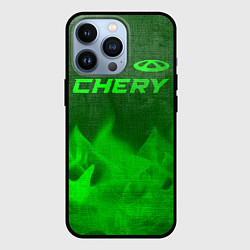 Чехол для iPhone 13 Pro Chery - green gradient посередине, цвет: 3D-черный