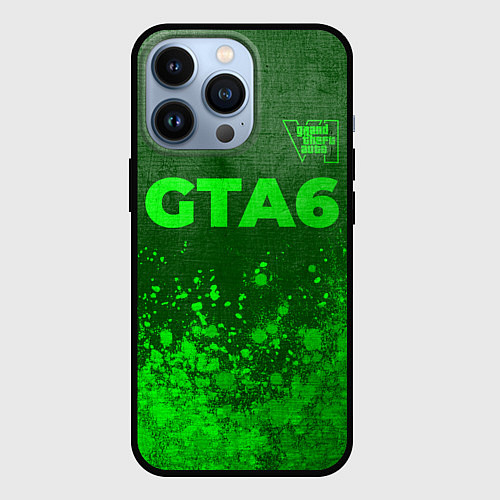 Чехол iPhone 13 Pro GTA6 - green gradient посередине / 3D-Черный – фото 1
