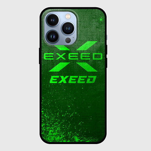 Чехол iPhone 13 Pro Exeed - green gradient / 3D-Черный – фото 1