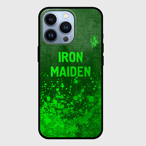 Чехол iPhone 13 Pro Iron Maiden - green gradient посередине / 3D-Черный – фото 1