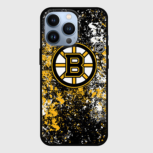 Чехол iPhone 13 Pro Boston Bruins NHL black / 3D-Черный – фото 1