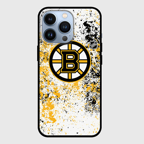 Чехол iPhone 13 Pro Boston Bruins NHL white / 3D-Черный – фото 1