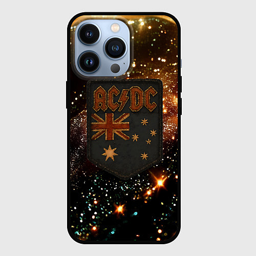 Чехол iPhone 13 Pro ACDC в стиле нашивки / 3D-Черный – фото 1