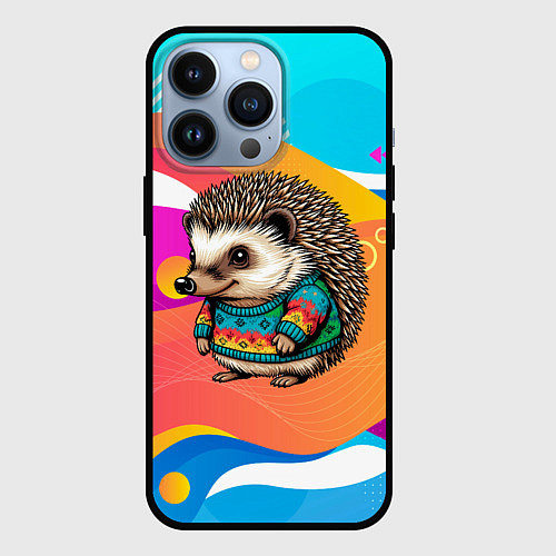 Чехол iPhone 13 Pro Ежик в кофте / 3D-Черный – фото 1
