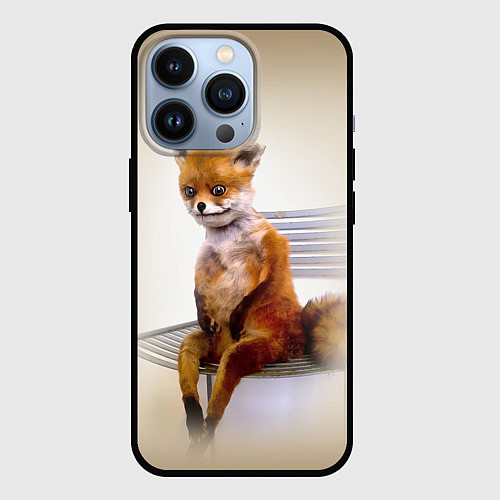 Чехол iPhone 13 Pro Уставший лис мем / 3D-Черный – фото 1