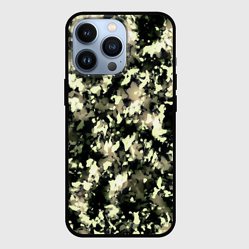 Чехол iPhone 13 Pro Пятнистый чёрно-бежевый / 3D-Черный – фото 1