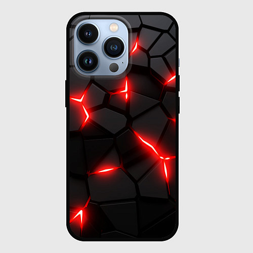 Чехол iPhone 13 Pro Красная неоновая броня / 3D-Черный – фото 1