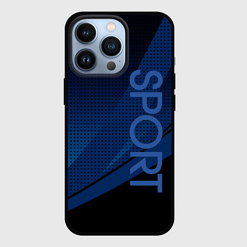 Чехол iPhone 13 Pro Sport чёрно-синий геометричный / 3D-Черный – фото 1