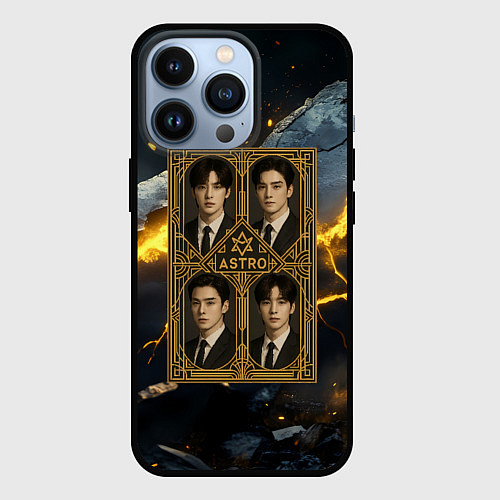 Чехол iPhone 13 Pro Astro в золотой рамке / 3D-Черный – фото 1