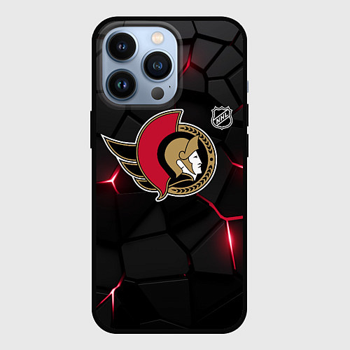 Чехол iPhone 13 Pro Оттава Сенаторз - НХЛ хоккей / 3D-Черный – фото 1