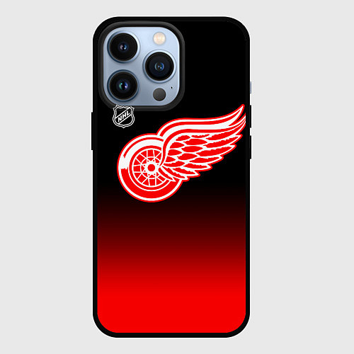 Чехол iPhone 13 Pro Детройт Ред Уингз - градиент / 3D-Черный – фото 1