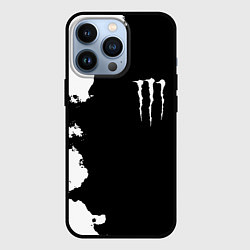 Чехол для iPhone 13 Pro Monster energy краски белые, цвет: 3D-черный