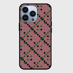 Чехол для iPhone 13 Pro Коричневая с черным и зеленым плитка, цвет: 3D-черный