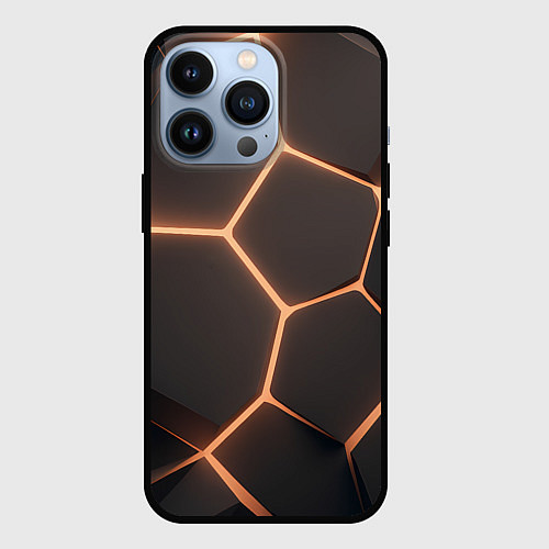Чехол iPhone 13 Pro Серая текстура из сот / 3D-Черный – фото 1