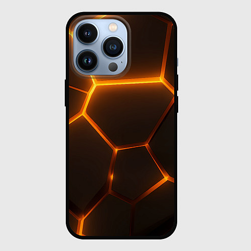 Чехол iPhone 13 Pro Оранжевое свечение текстура / 3D-Черный – фото 1